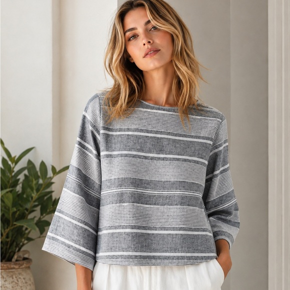 Sigrid Olsen Tops - Sigrid Olsen Linen Striped Top